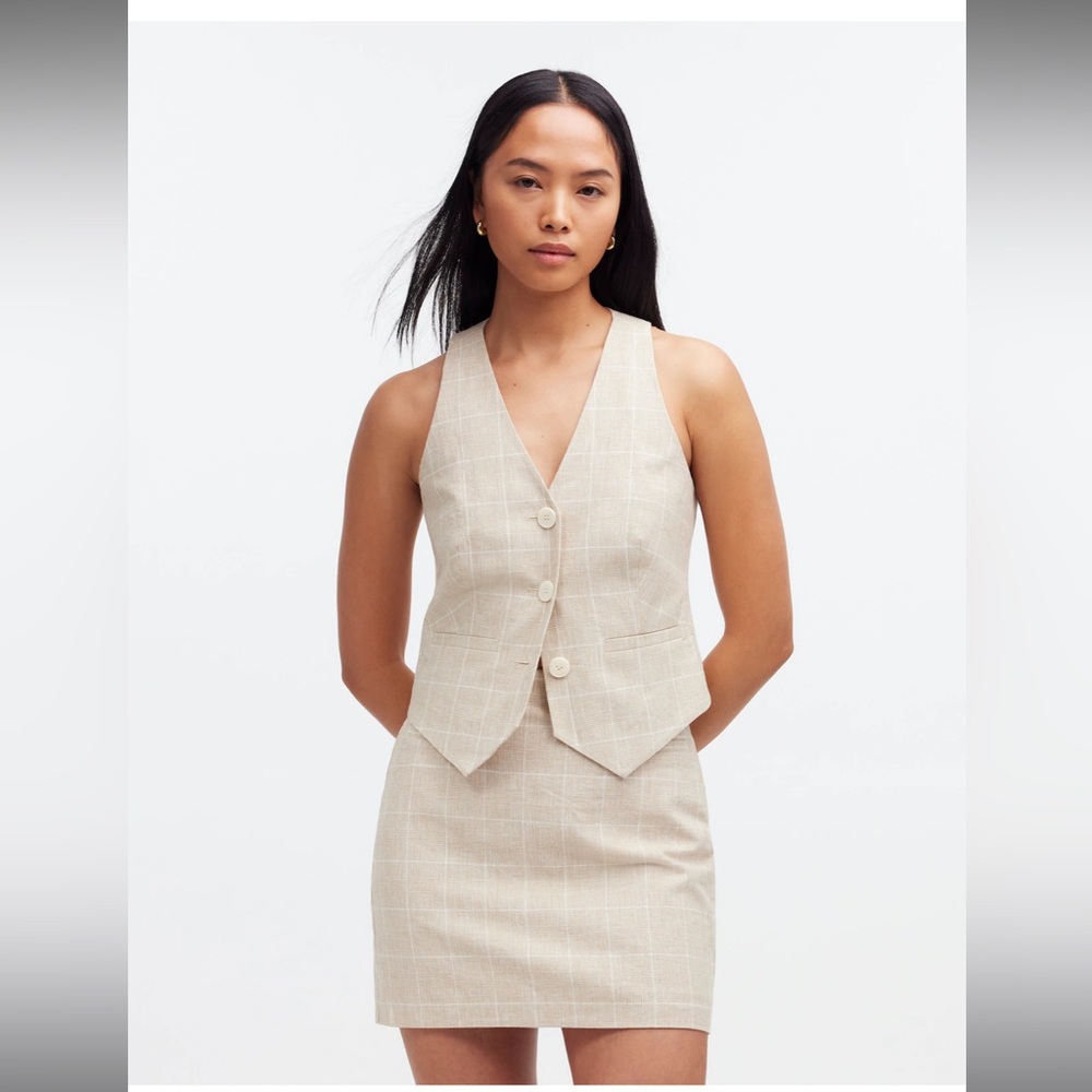 Madewell Beige Plaid Vest Top